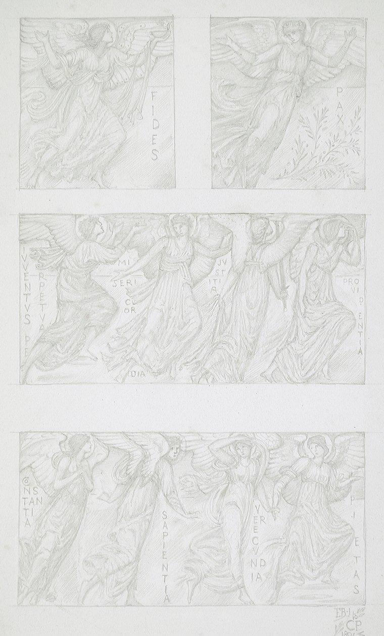 Sheet Studies of Allegorical Figures by Edward Burne-Jones