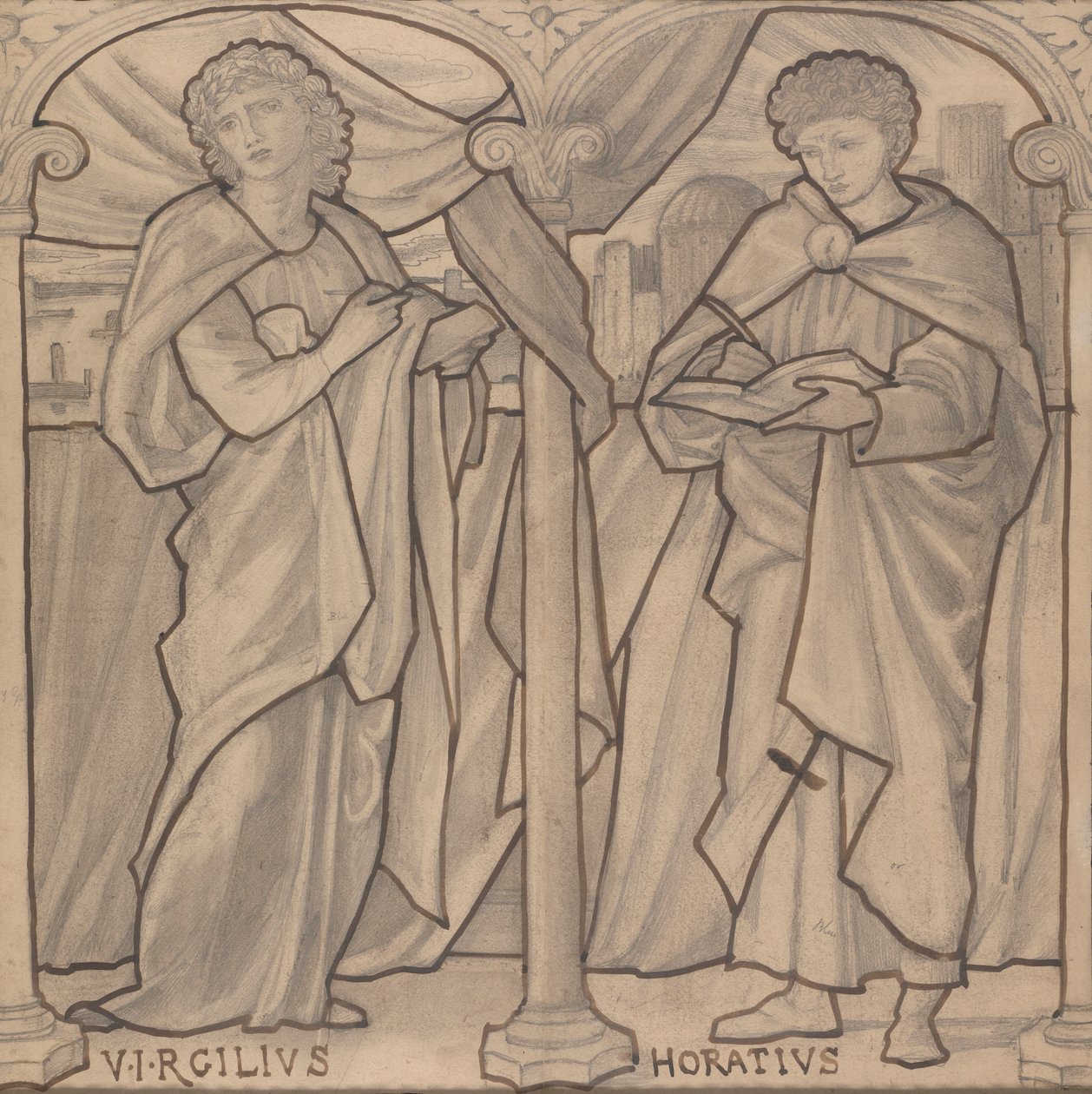 Preparatory Design for a Stained Glass Window, Virgil and Horace by Edward Burne Jones