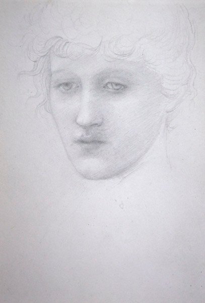 Study of Head of a Girl - Bessie Keane by Edward Coley Burne Jones