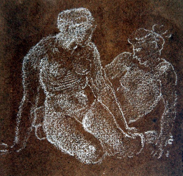 Study of two seated female nudes by Edward Coley Burne Jones