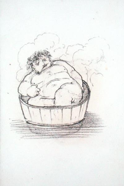 William Morris (1834-96) in a Bath Tub, from an Album of Drawings by Edward Coley Burne Jones