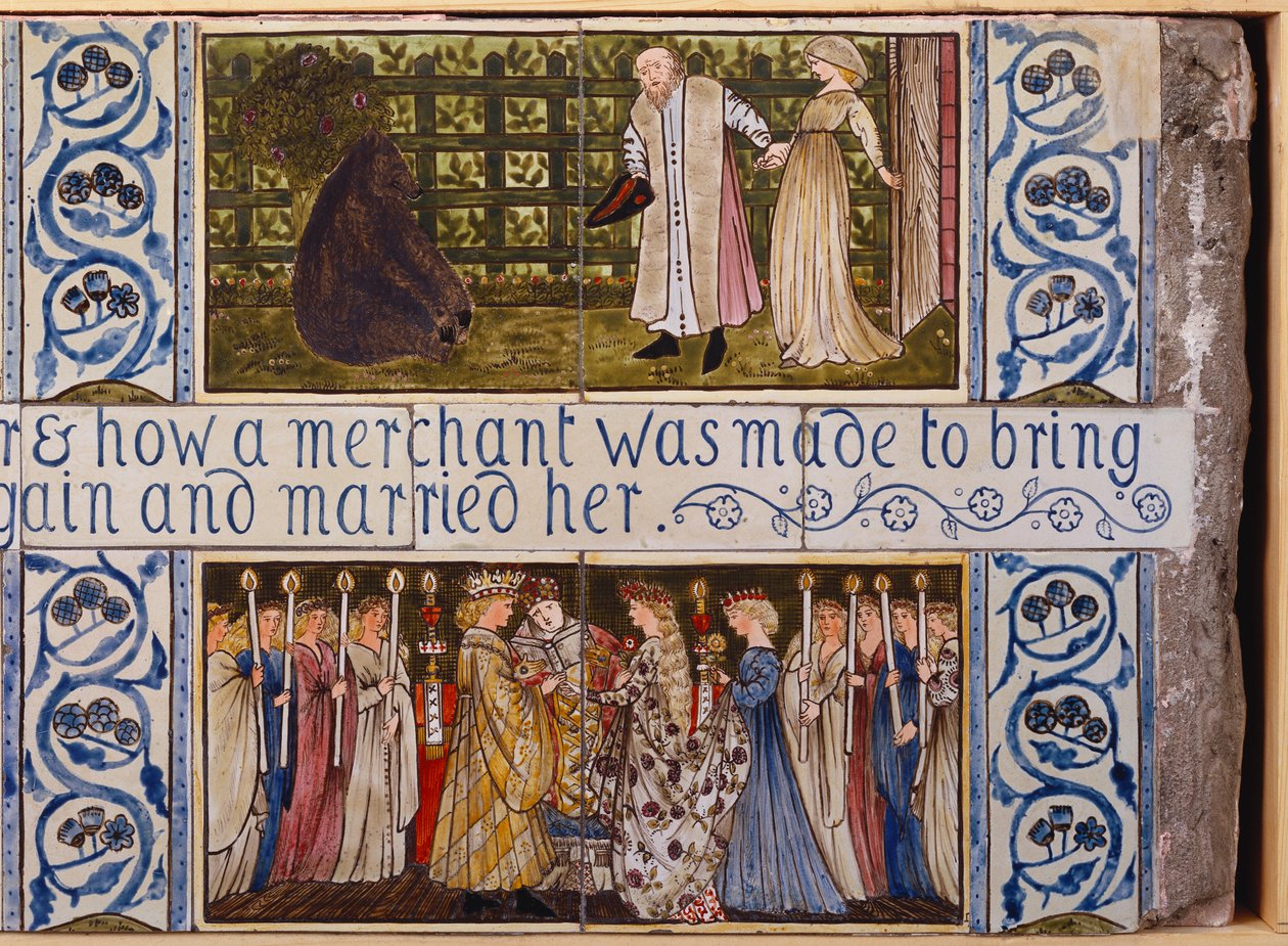 Beauty and the Beast Tile Panel, Morris, Marshall, Faulkner & Co., c.1867 by Edward Burne Jones