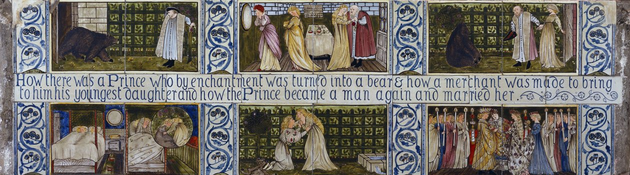 Beauty and the Beast Tile Panel, Morris, Marshall, Faulkner & Co., c.1867 by Edward Burne Jones