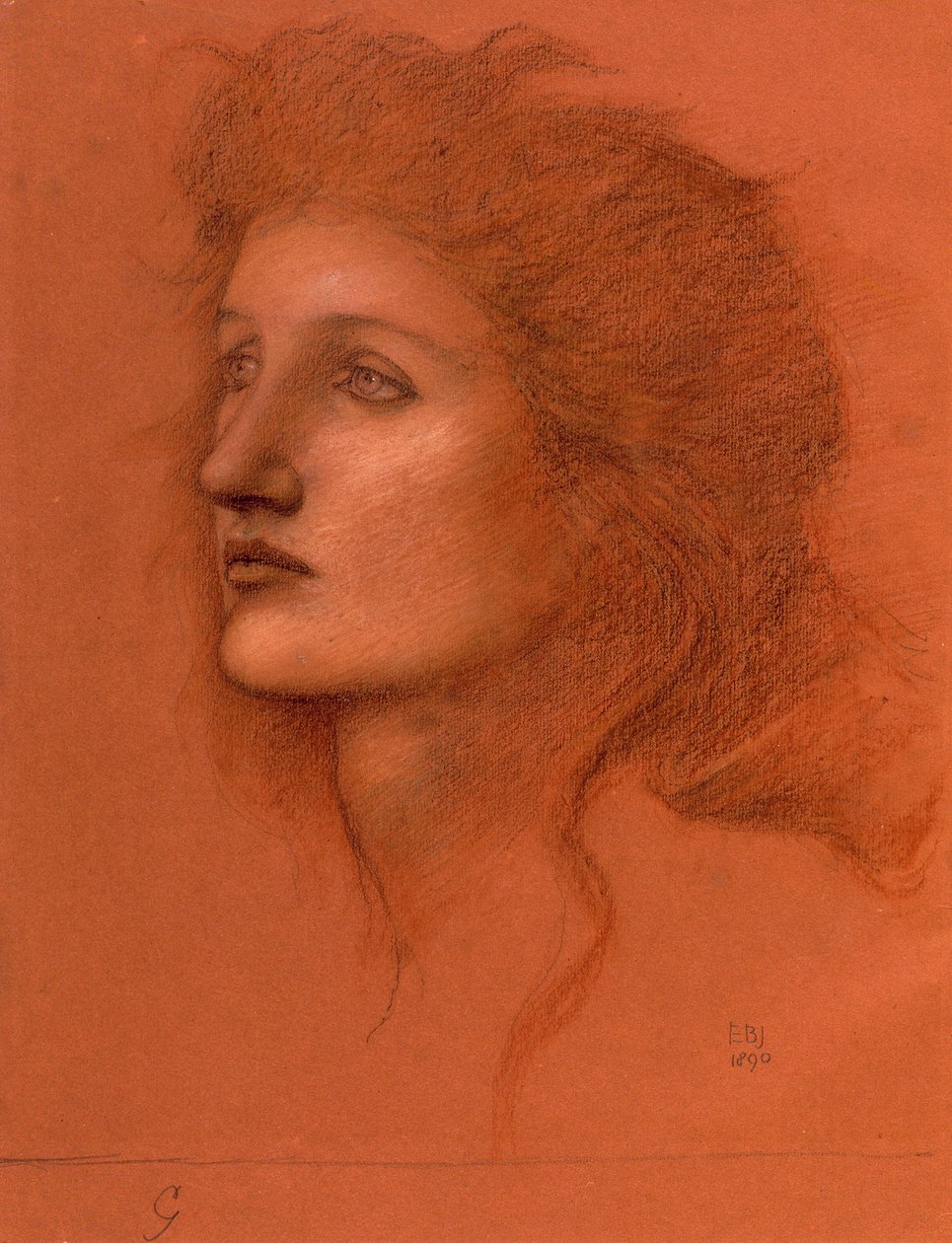 Female Head, 1890 by Edward Burne Jones