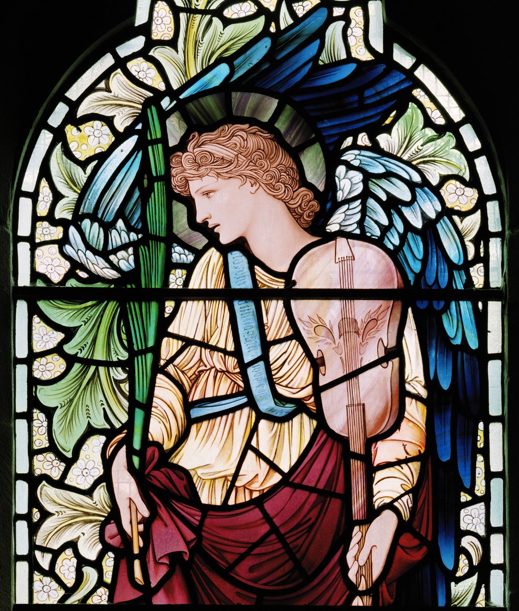 The Minstrel Angel, Angel Musician (detail) by Edward Coley and Dearle Burne Jones