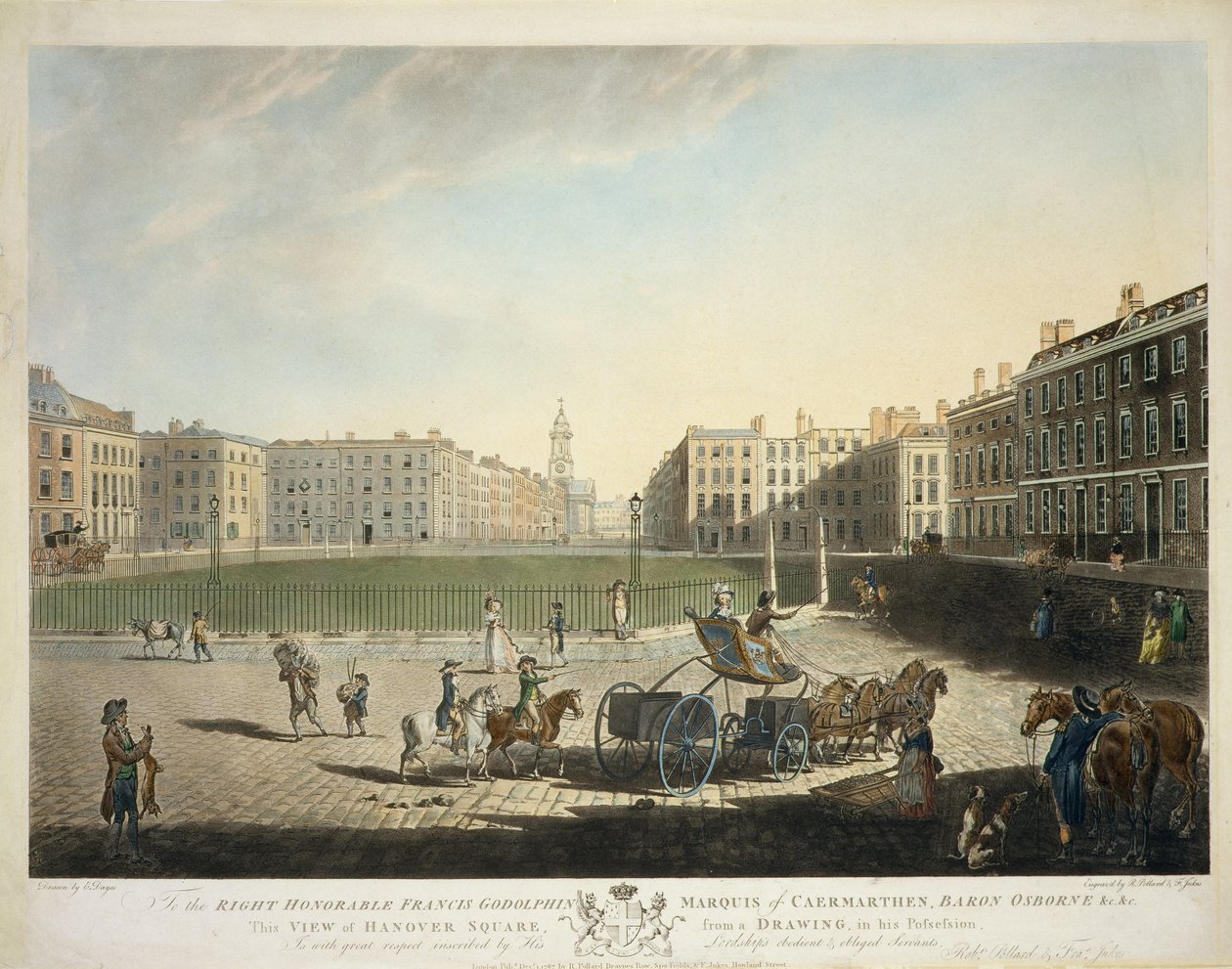 Hanover Square, engraved by Robert Pollard and Francis Jukes, 1787 by Edward Dayes