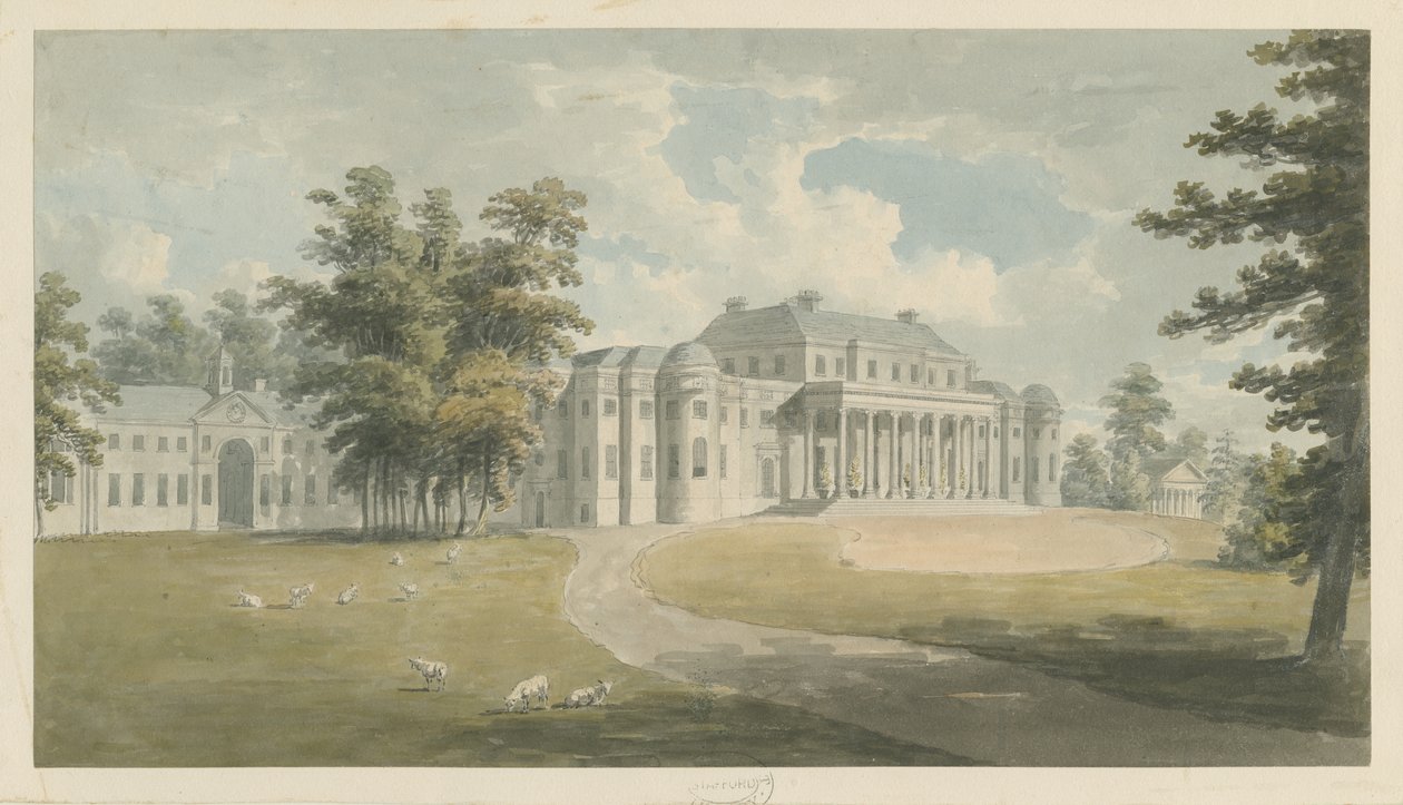 Shugborough Hall: Watercolor Painting, Late 18th Century by Edward Dayes