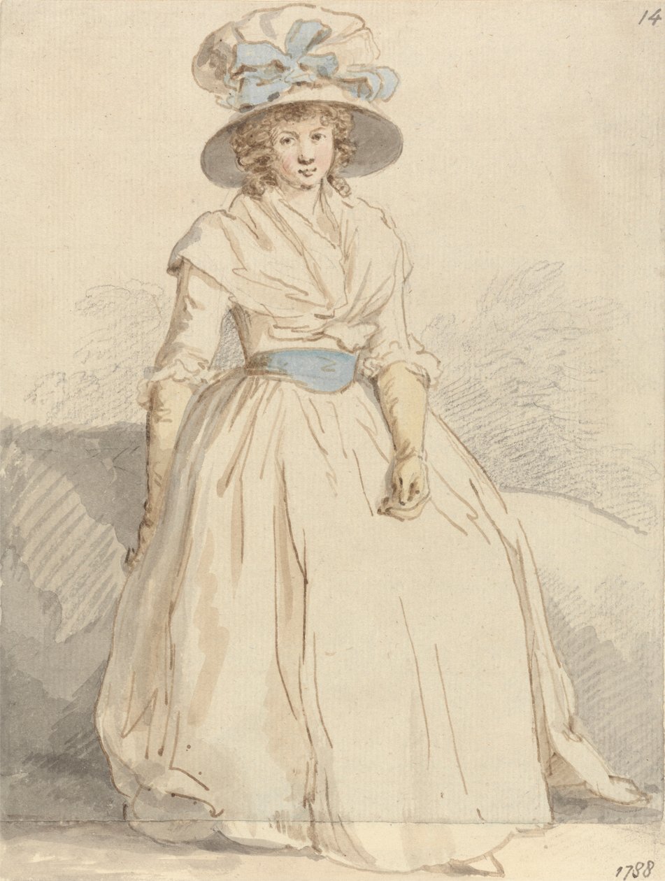 A Young Lady Seated Wearing a White Dress by Edward Edwards