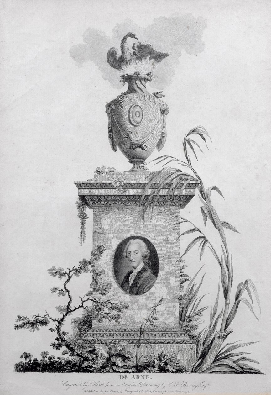 Dr Thomas Augustine Arne (1710-78), engraved by James Heath (1757-1834), 1793 by Edward Francis Burney