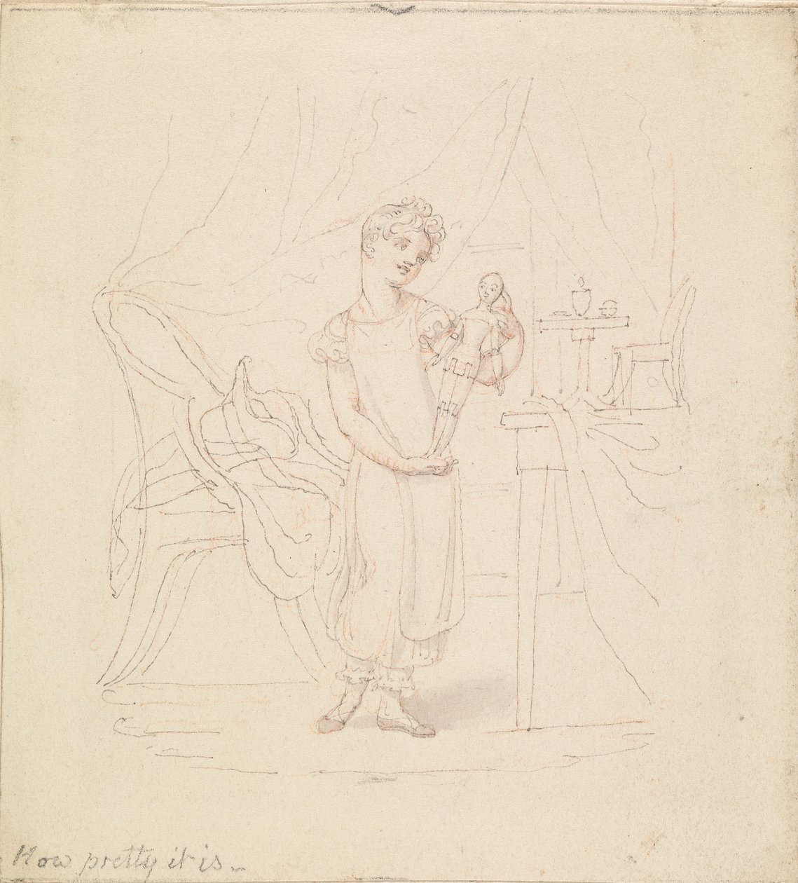 Illustration for The New Doll: How Pretty it Is by Edward Francis Burney