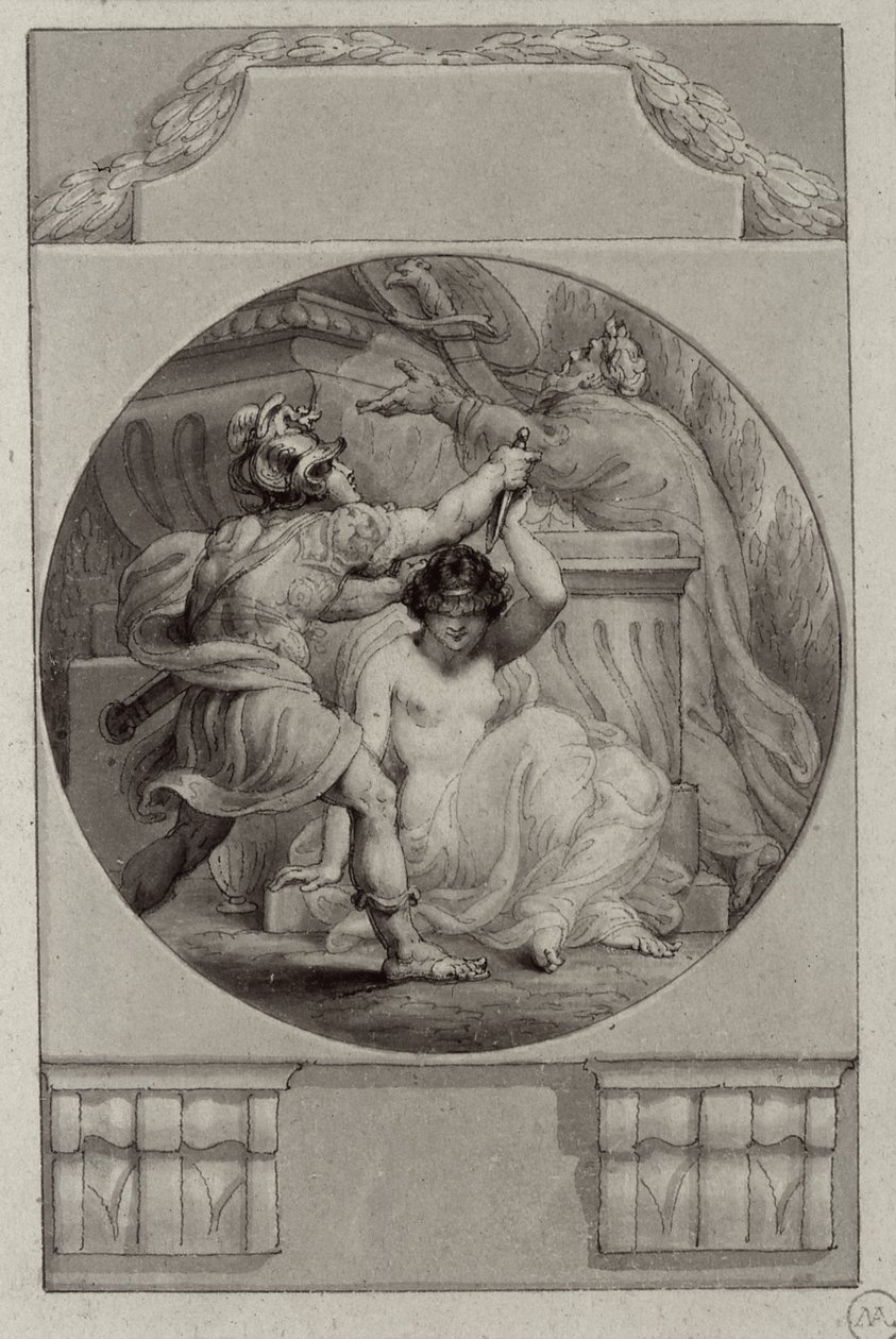 Warrior sacrificing a young woman by Edward Francis Burney