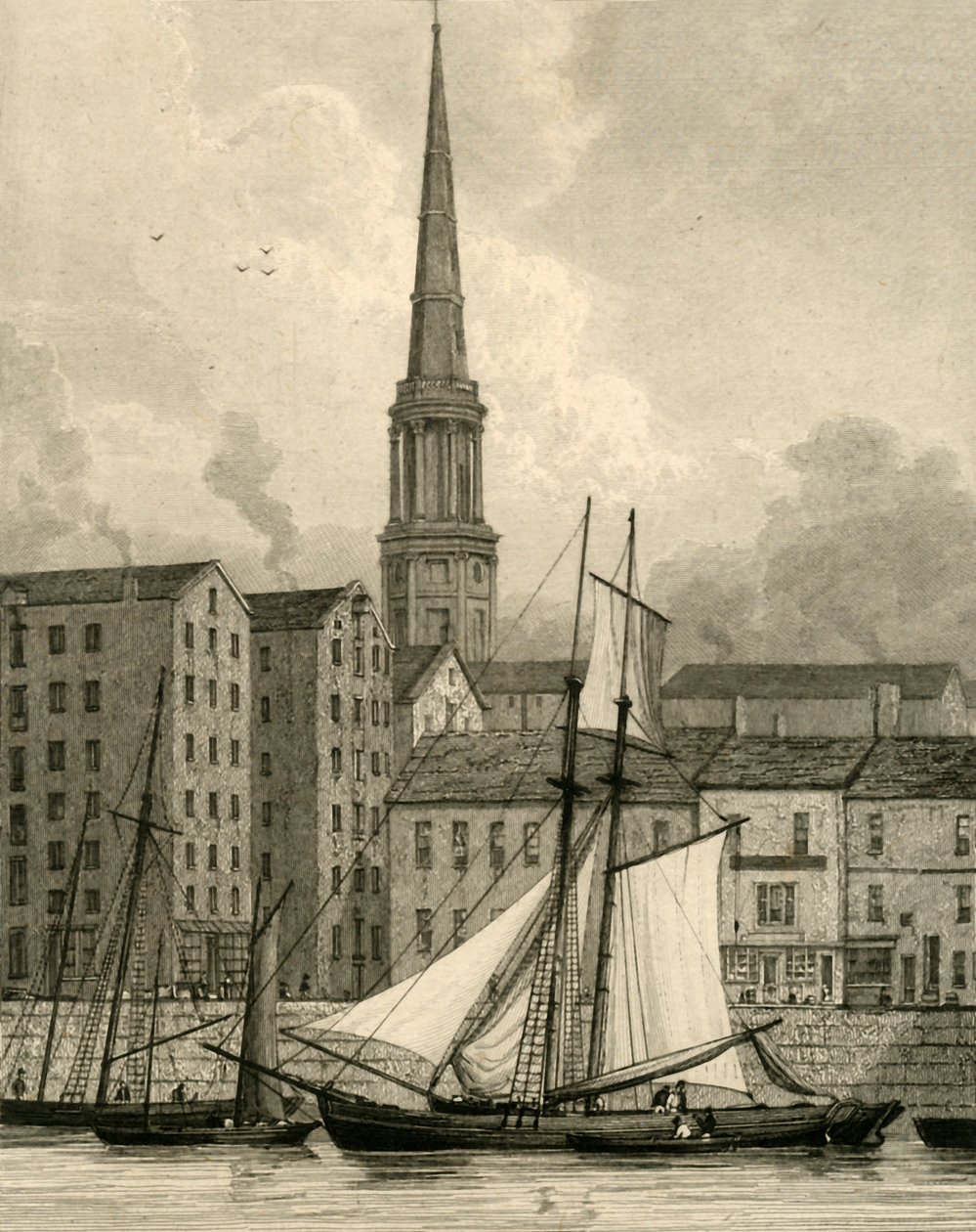 St. Georges Church from the Docks, Liverpool by Edward Francis Finden