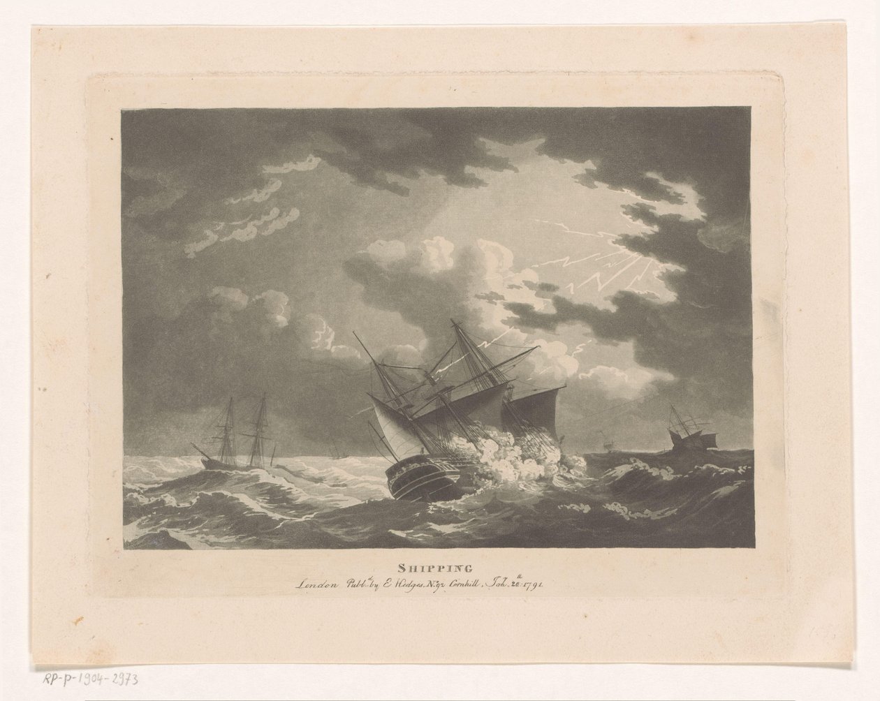 Ships in a Storm at Sea by Edward Hedges