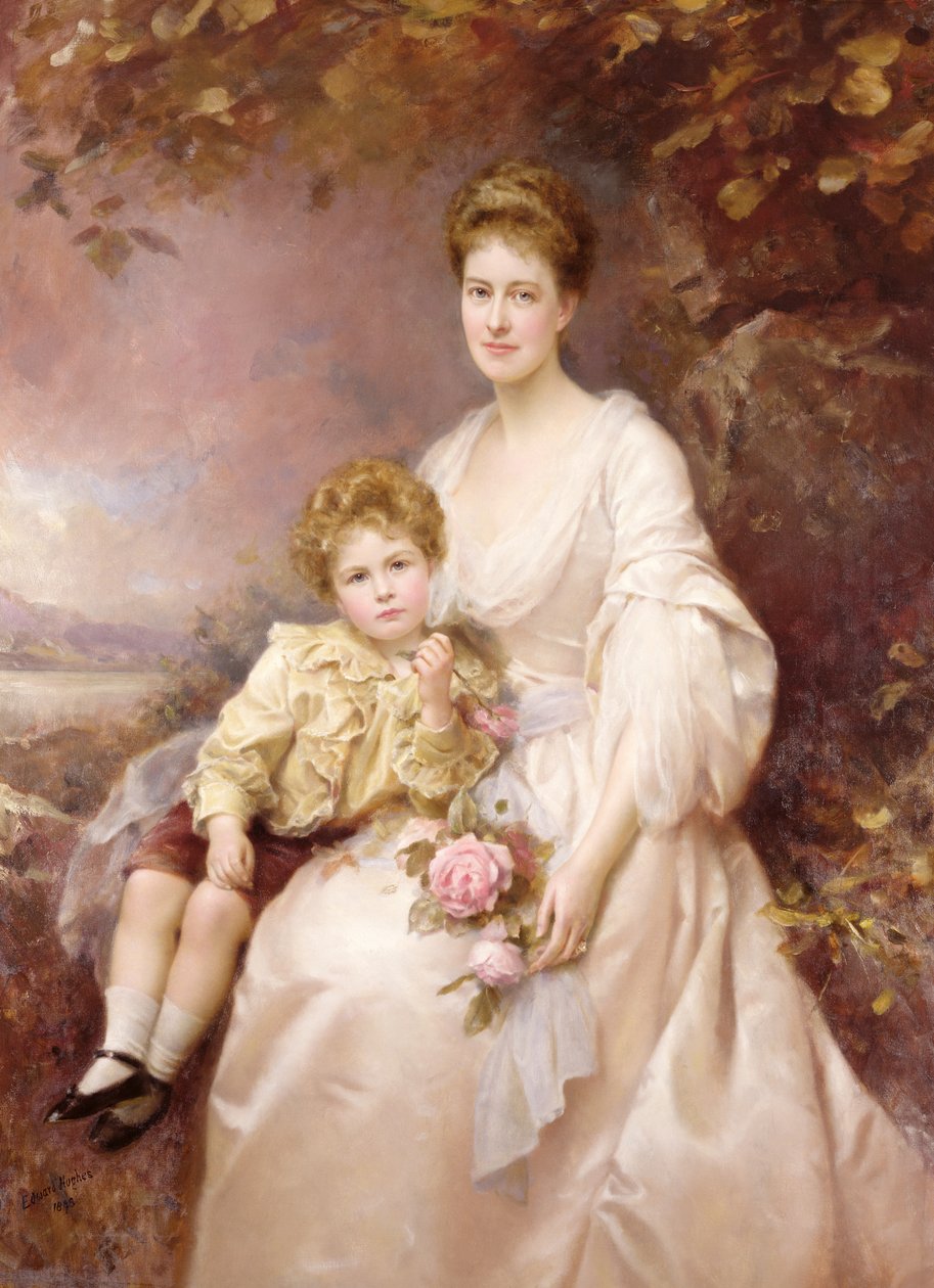 Portrait of Laura Gwendolen Gascoigne and her son Alvary by Edward Hughes