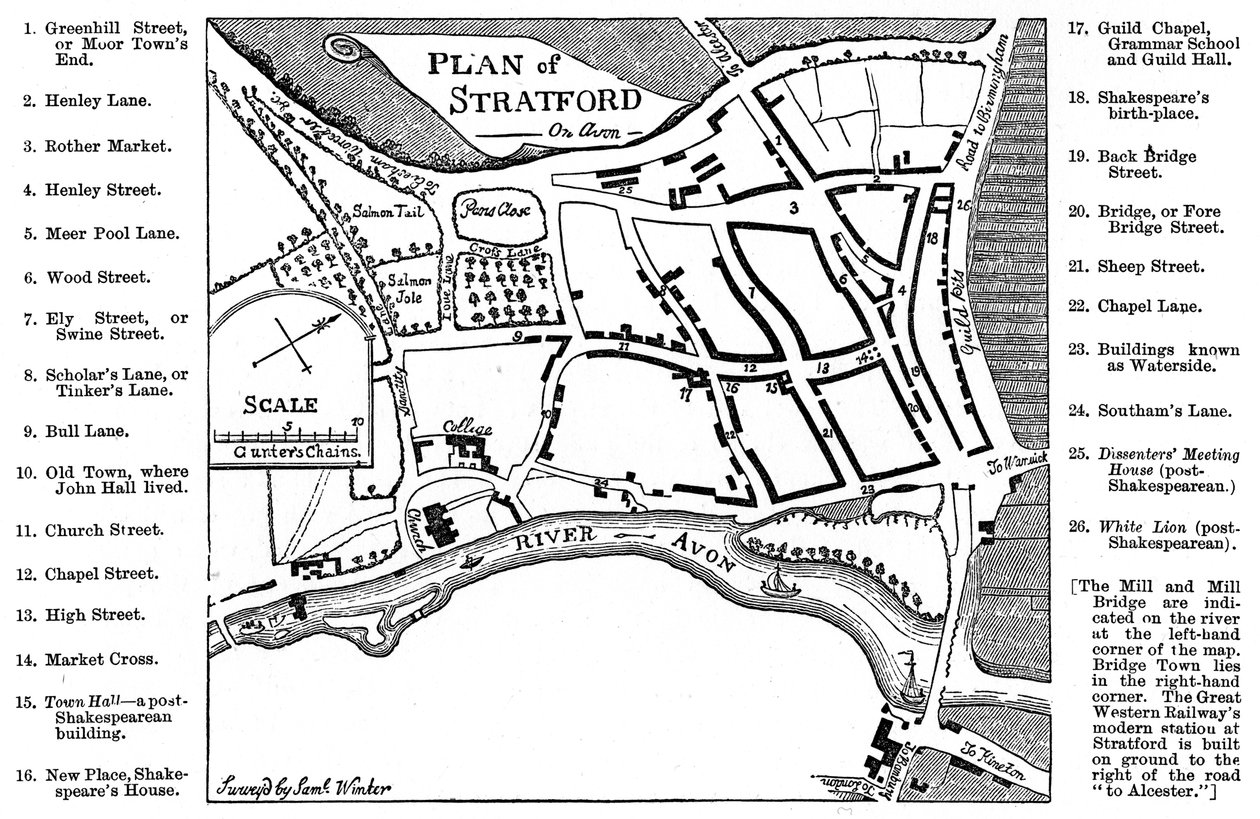 Map of Stratford-upon-Avon, Warwickshire, 1759