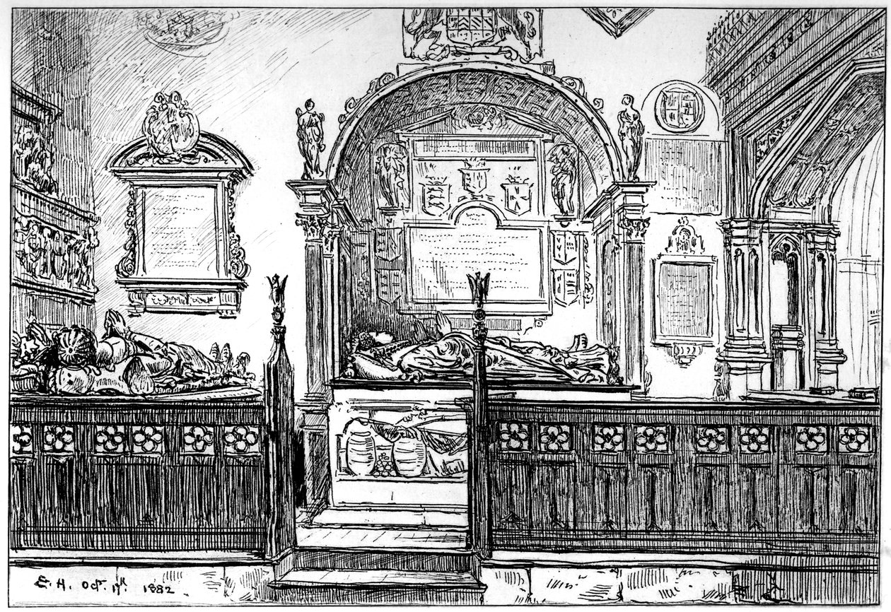 The pew at Clopton church, Stratford-upon-Avon, Warwickshire, 1885 by Edward Hull