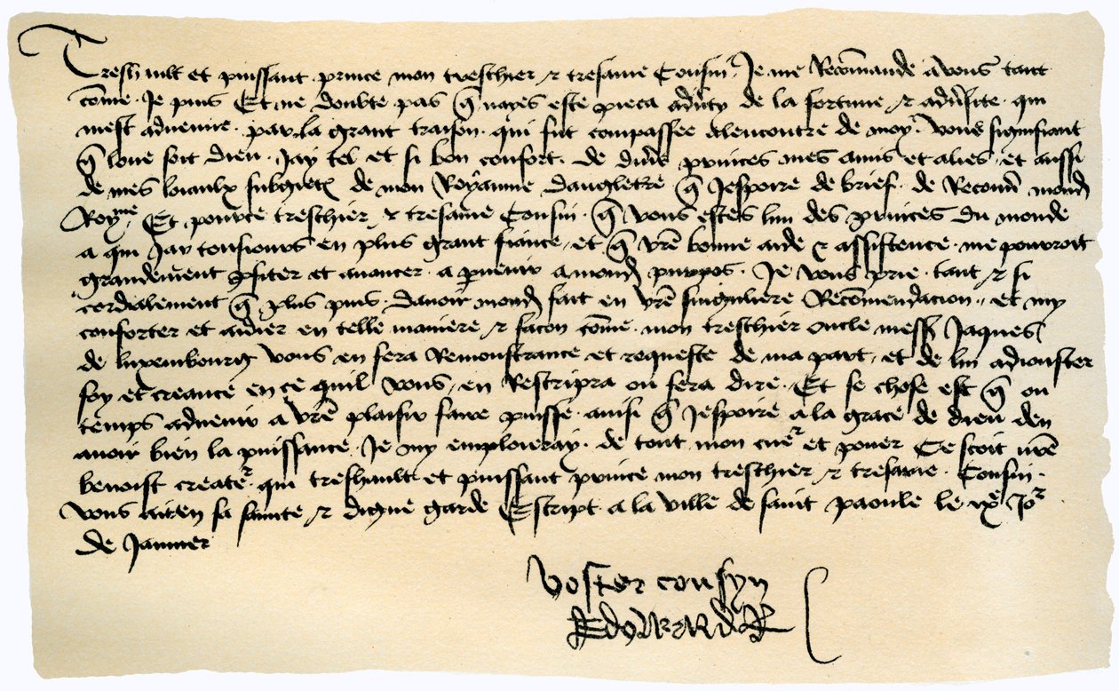 Letter from Edward IV to Francis II, Duke of Brittany, 9th January 1471 by Edward IV King of England