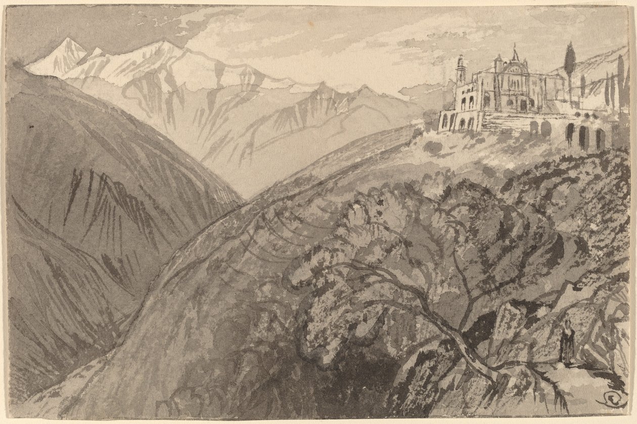 A Town on a Hilltop Sanctuary of Lampedusa, 1884-1885 by Edward Lear
