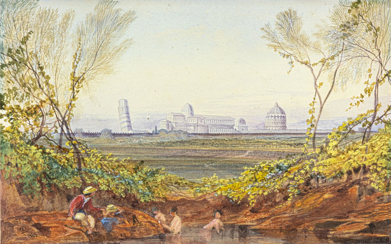 A Rest on the Way to Pisa by Edward Lear