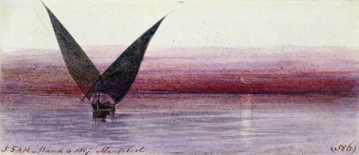 An Egyptian Boat on the Nile, in Manfaloot by Edward Lear