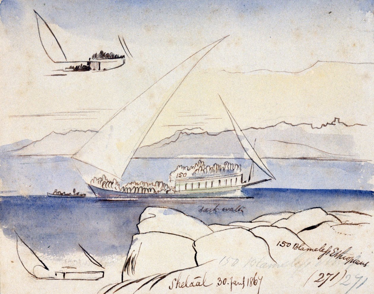 An Egyptian Dhow on the Nile, Near Shetaal by Edward Lear