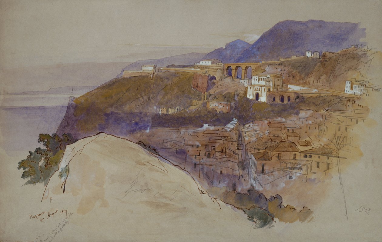 Bagnara above the Straits of Messina by Edward Lear