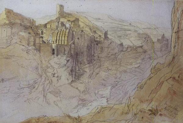 Dar Mar Sabbas, Palestine by Edward Lear