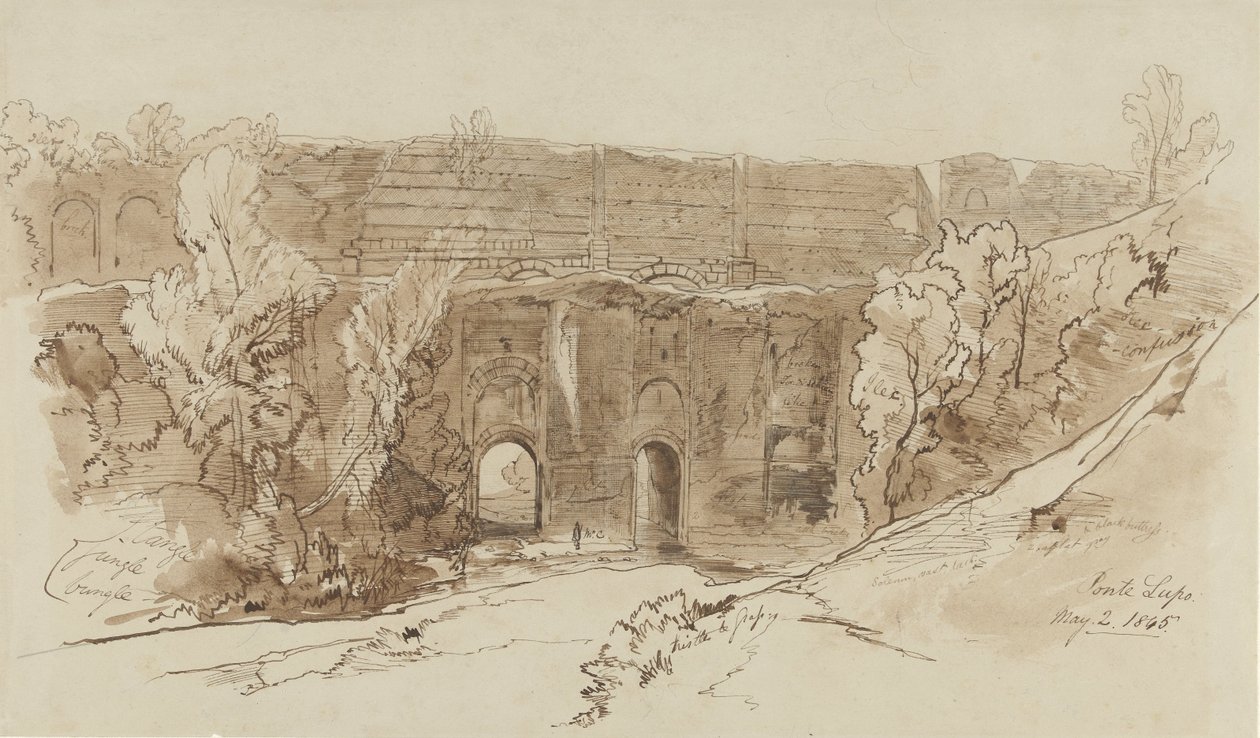 View of the Ponte Lupo (near Tivoli) by Edward Lear