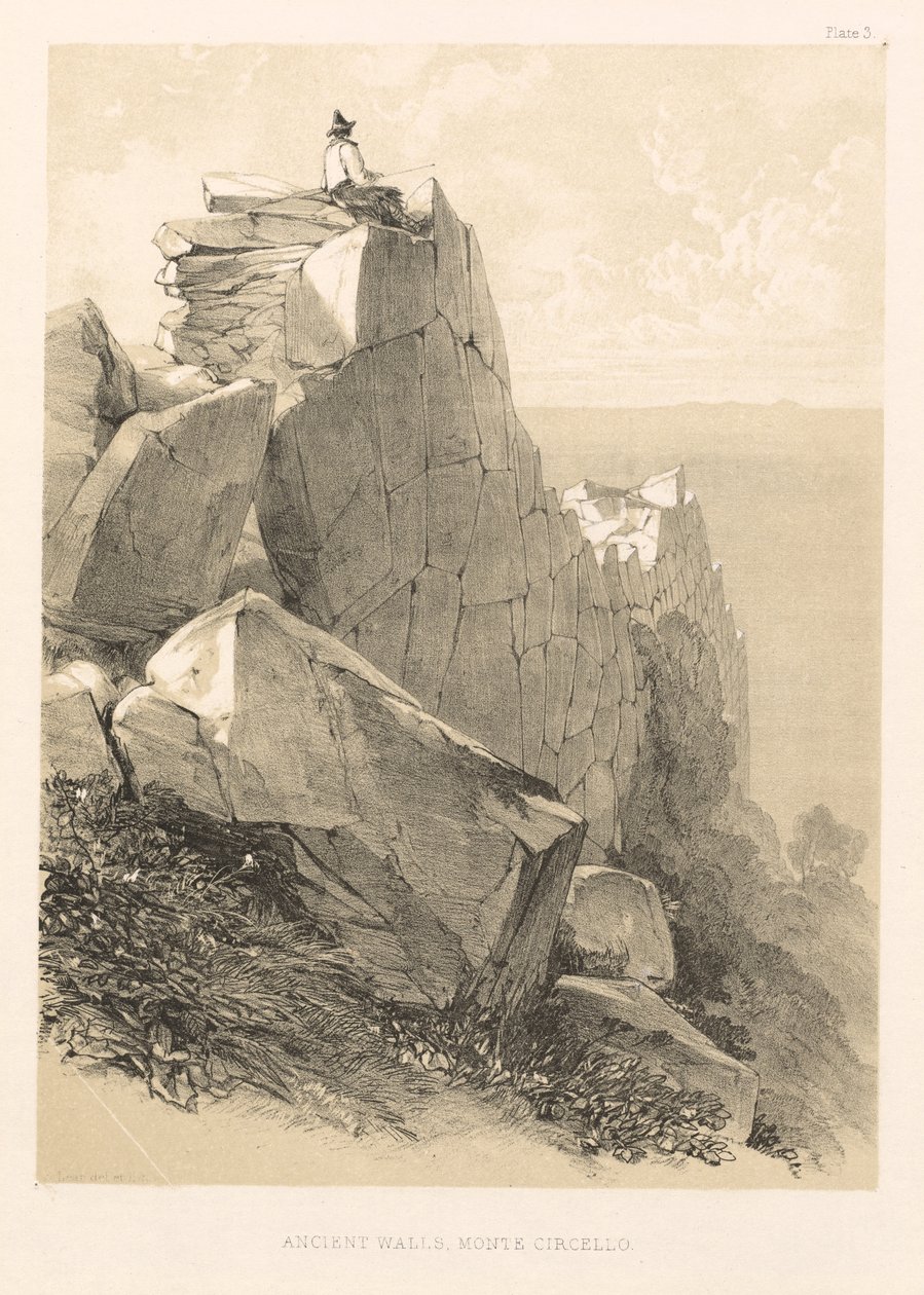 Illustrated Excursion in Italy (vol. II): Ancient Walls, Monte Circello by Edward Lear
