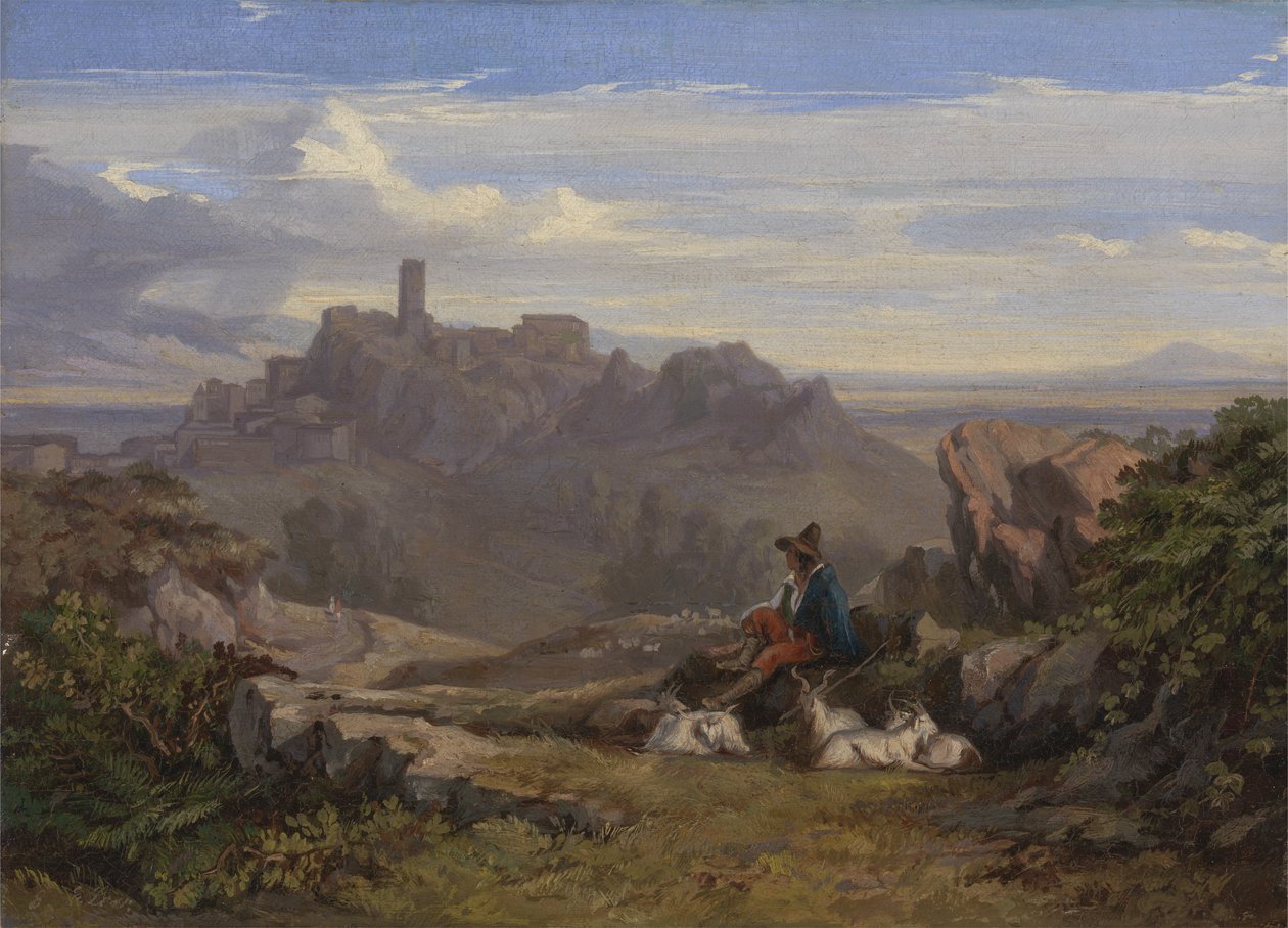 Landscape with Goatherd by Edward Lear