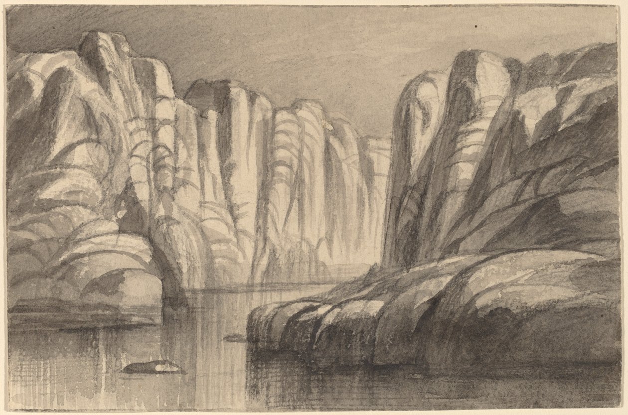 River Winding through a Rock Formation Philae, Egypt, 1884-1885 by Edward Lear