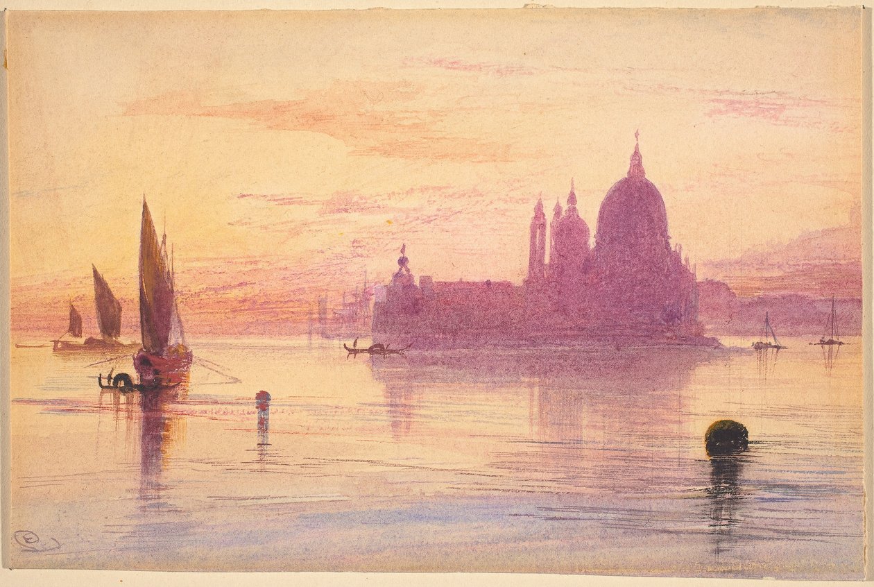Santa Maria della Salute, Venice, at Sunset, 1865-1884 by Edward Lear