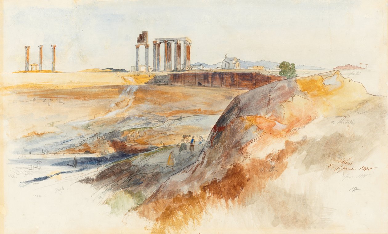 The Temple of Olympian Zeus, Athens by Edward Lear