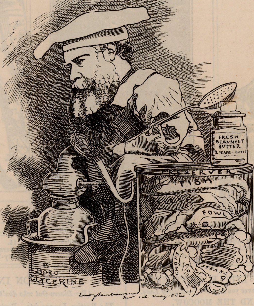 Cartoon of Frederick Settle Barff in the Punch