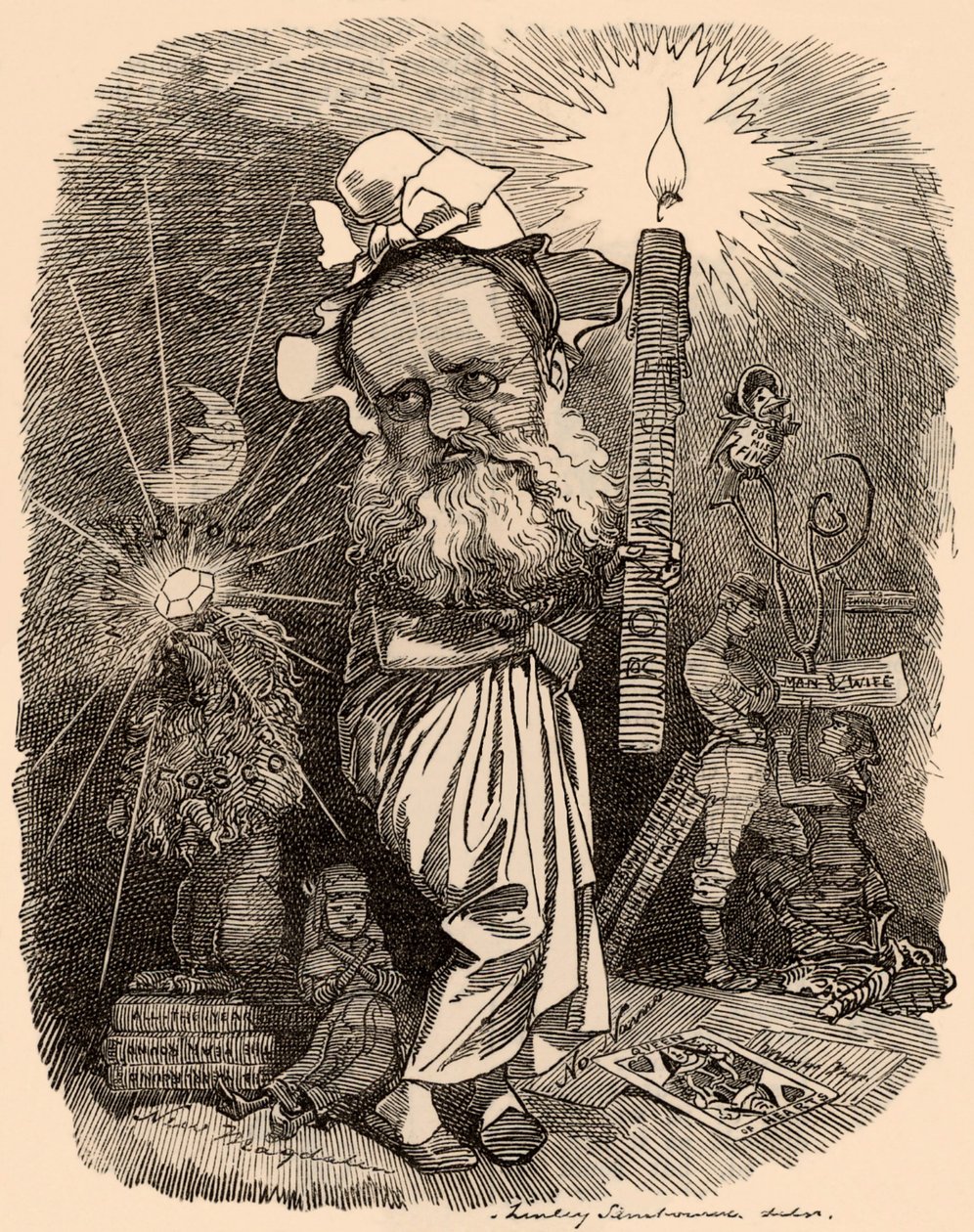 Cartoon of Wilkie Collins novelist by Edward Linley Sambourne