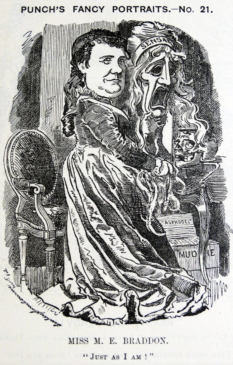 Illustrated portrait of Mary Elizabeth Braddon (Maxwell) by Edward Linley Sambourne
