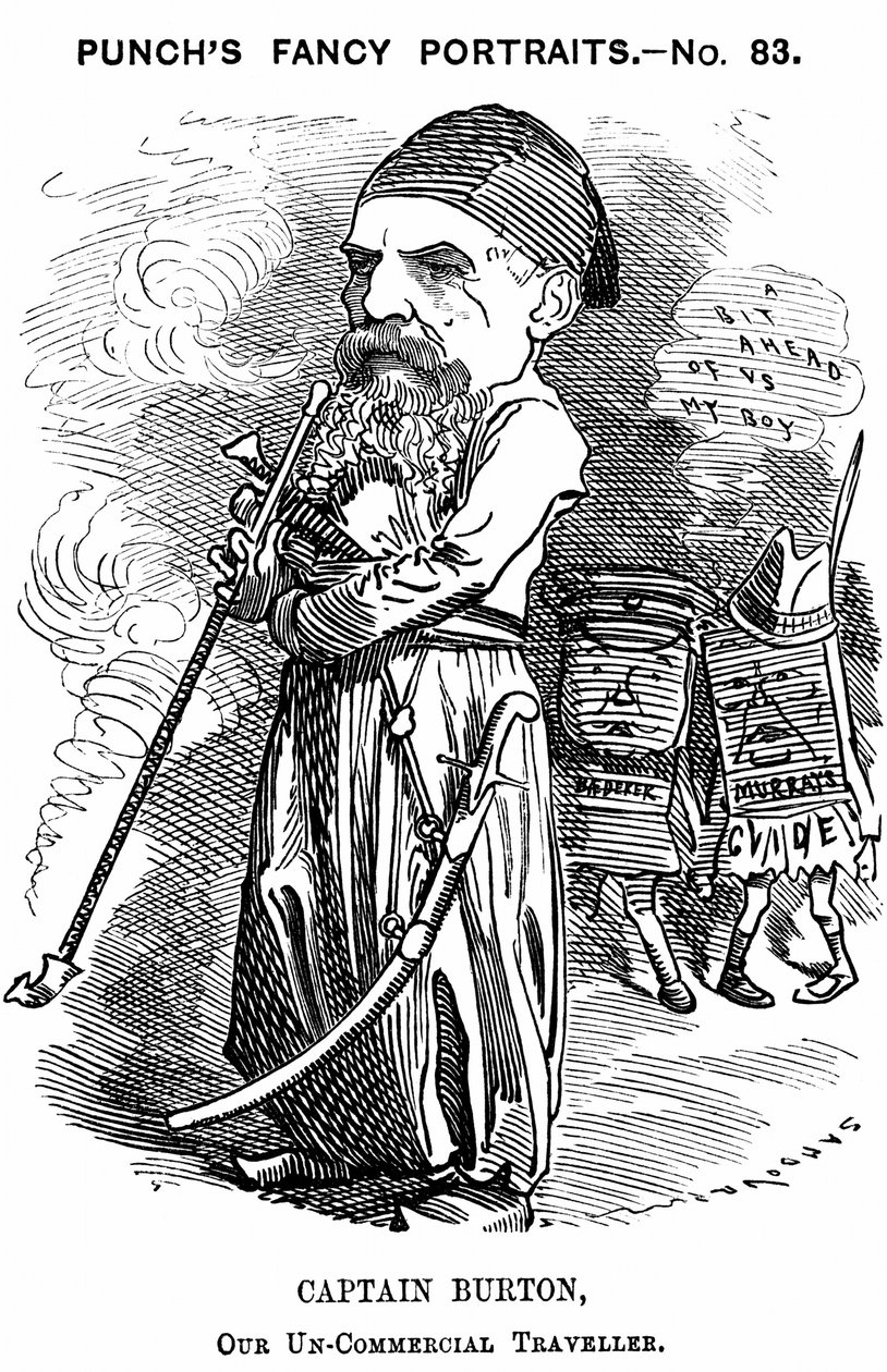Richard Francis Burton (1821-1890) English Orientalist and Explorer. Cartoon by Edward Linley Sambourne for Punch, London by Edward Linley Sambourne
