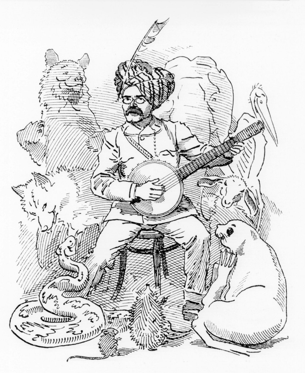 Illustration for Sambourne cartoon from Punch, Rudyard Kipling by Edward Linley Sambourne