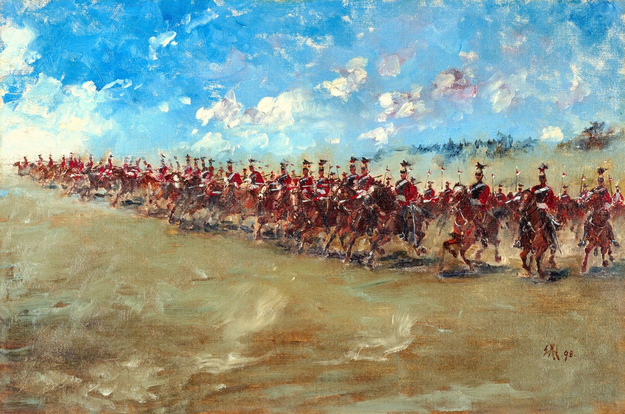 16th Lancers advancing at a gallop, 1898 by Edward Matthew Hale