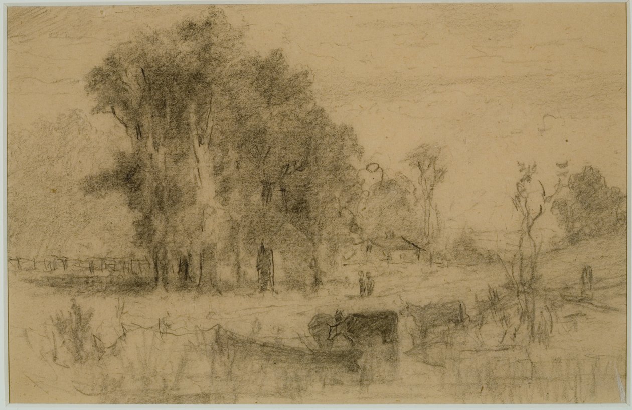 Landscape, Rowboat and Cows (#57) c. 1880 by Edward Mitchell Bannister