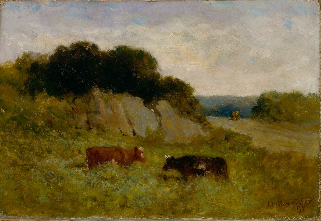 Untitled (landscape with two cows) by Edward Mitchell Bannister