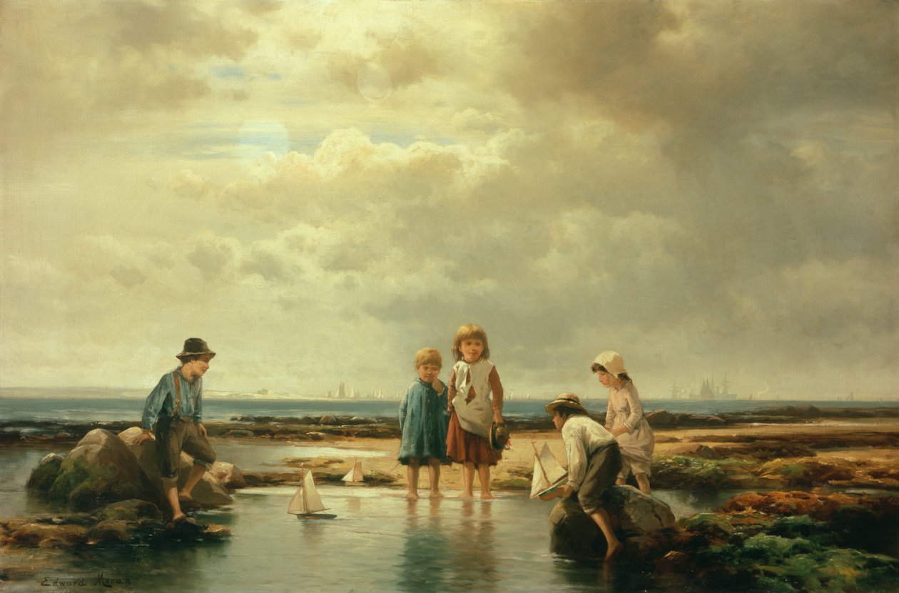 Little Sailors, Rockaway Beach by Edward Moran
