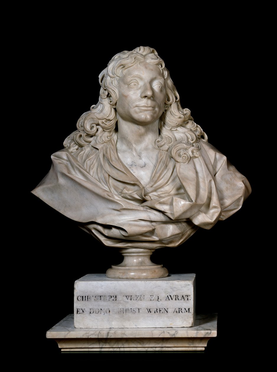 Portrait bust of Sir Christopher Wren, 17th century by Edward Pierce