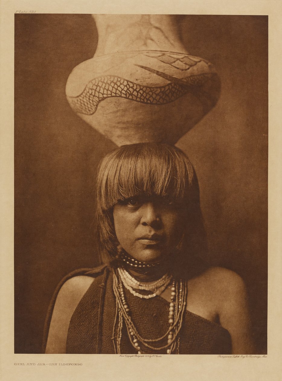 Girl and Jar - San Ildefonso by Edward S. Curtis