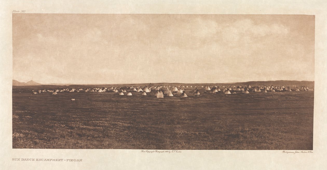 Portfolio VI, Plate 192: Sun Dance Encampment--Piegan by Edward S. Curtis