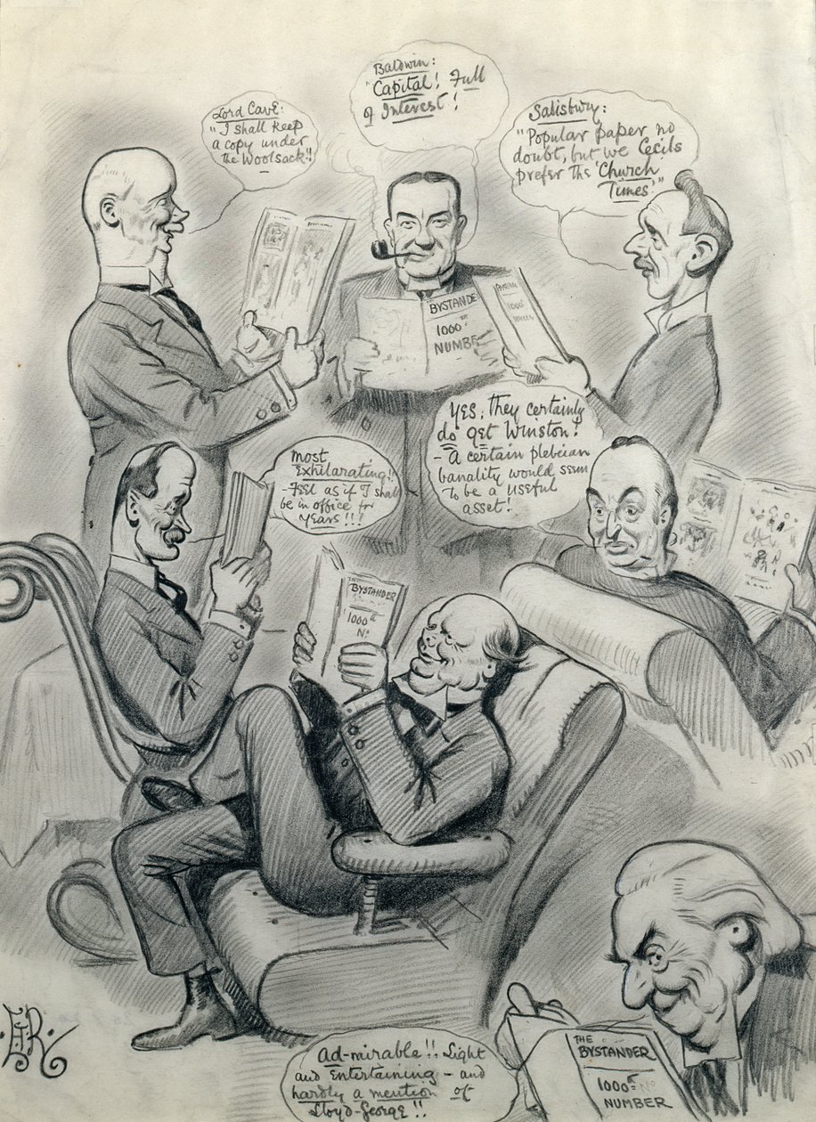 The Bystander 1000th Number, Featuring Lord Cave, Stanley Baldwin, Lord Salisbury, Herbert Asquith, and Winston Churchill by Edward Tennyson Reed