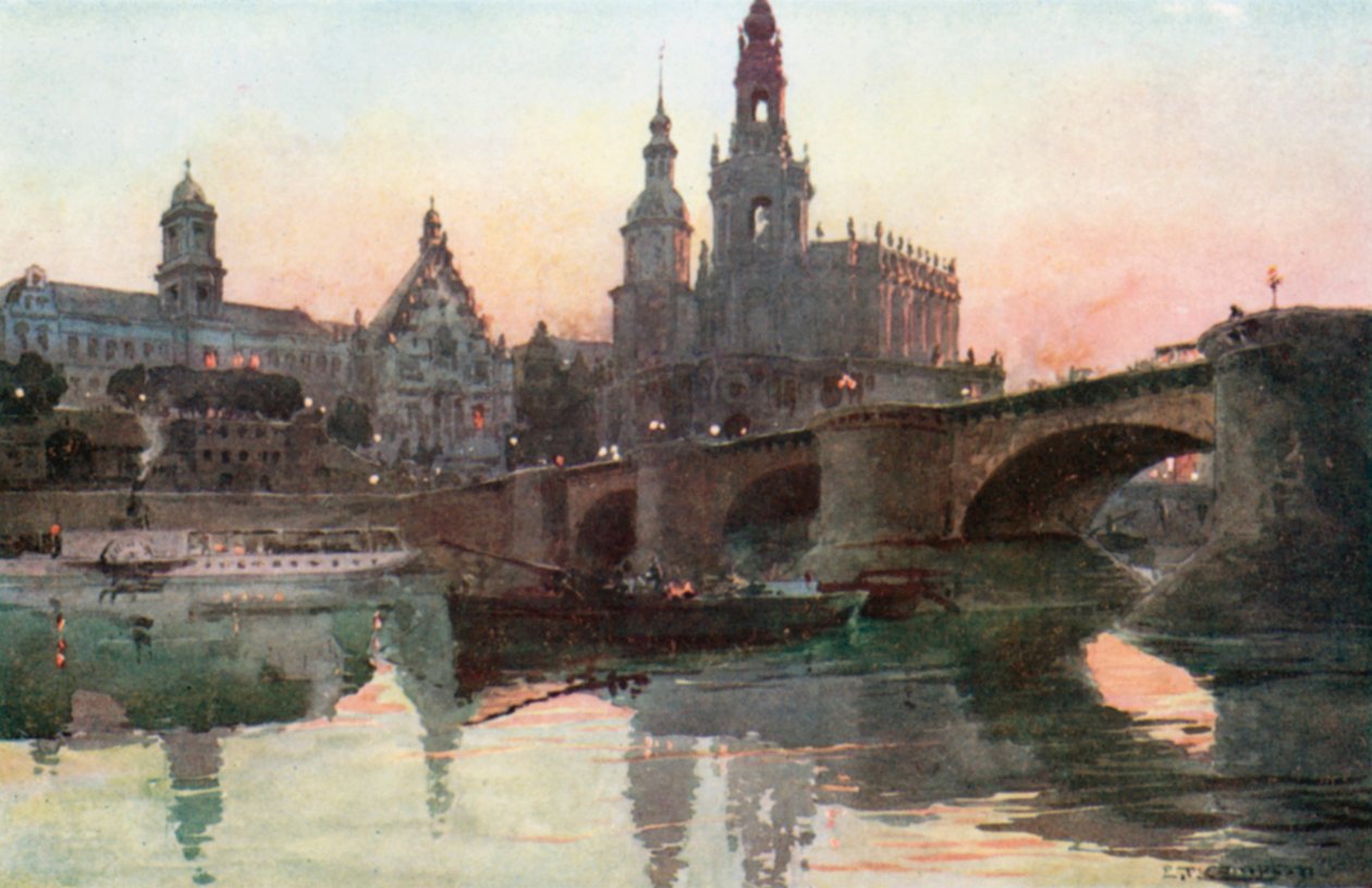 Dresden – Augustus Bridge by Edward Theodore Compton