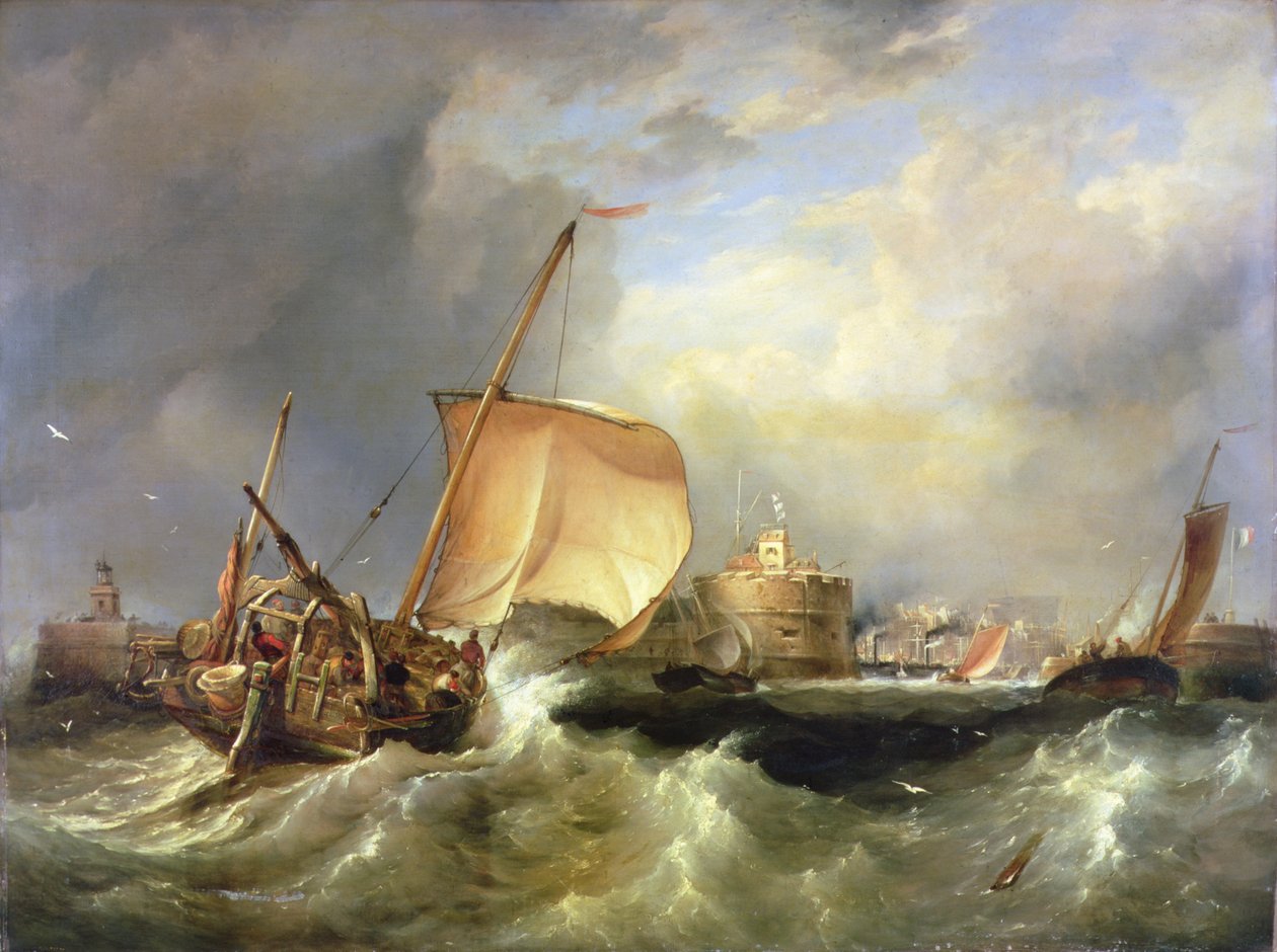 French Herring Boat Running into the Port off Havre de Grace by Edward William Cooke