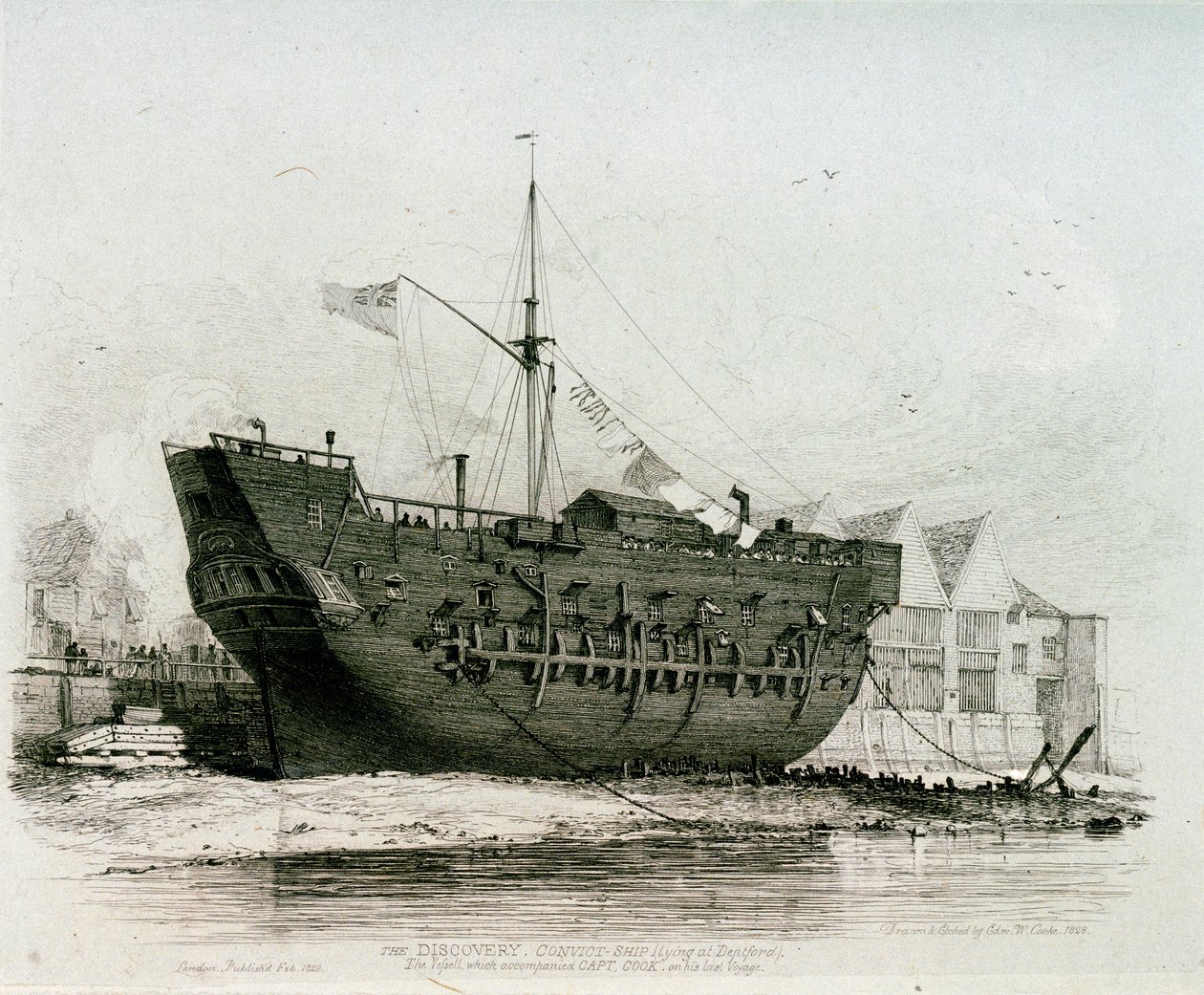 The 'Discovery' Convict Ship, the Vessel Which Accompanied Captain Cook ...