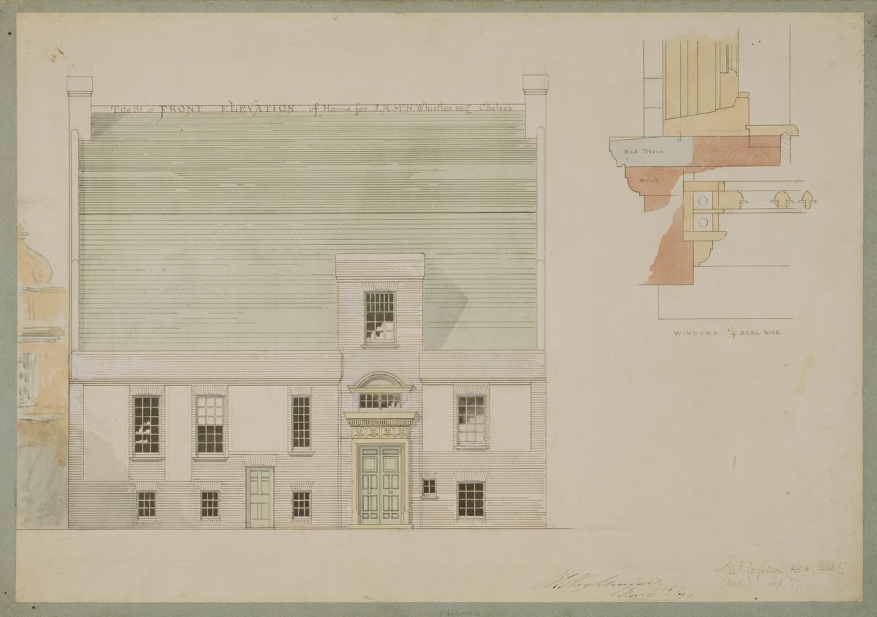 Front Elevation of House for J.A.M. Whistler Esq, Tite Street, Chelsea by Edward William Godwin